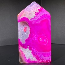 137g Natural pink colour stripe agate ObeliskQuartz Crystal Tower Healing picture