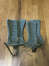 WWII US Army M-1938 Dismounted Canvas Leggings OD#7 Matching Pair 1944 Dated 1R picture
