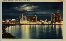 Evening View, Along the Beach, Long Beach, California Postcard picture