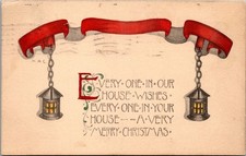 1913 Christmas Lanterns Greeting Postcard International Art Publisher picture