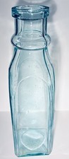 Antique Cathedral Pickle Bottle Aqua Glass Gothic Arched 11