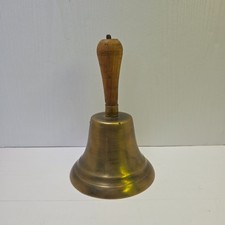 Antique Vintage Large Brass School Hand Bell 8 1/2
