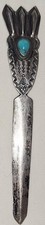 Vintage Navajo Sterling Silver & Turquoise Letter Opener picture