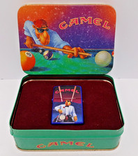 Vintage NOS Zippo Cigarette Lighter Polish Blue Joe Camel Playing Pool D IX picture