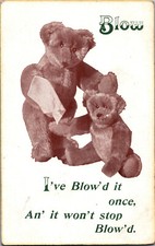 Vintage Postcard Teddy Bears Momma Bear Baby Blow Nose picture