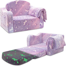 Comfy Kids Sofa Chair, 2-In-1 Fold Out Couch with Blanket picture