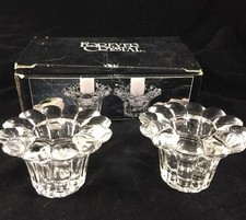 Forever Crystal Ribbed Glass Taper Candle Holder Pair picture