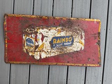 Vintage Rainbo bread advertising tin Embossed sign Rare picture
