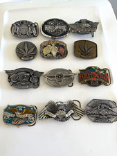 Lot of 12 Harley-Davidson & Vintage Motorcycle Belt Buckles – Collectible picture
