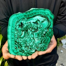1.48LB Natural Green Malachite Slab Quartz Crystal Slice Ore Specimen Healing picture