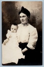 c1910's Mother And Baby Portrait Studio RPPC Photo Unposted Antique Postcard picture