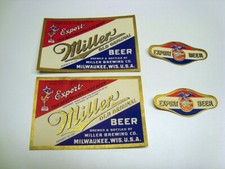 Circa 1930s Miller Export Label Set of 4 – 3 Different – Milwaukee picture