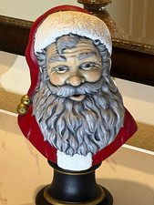 Beautiful Vintage 1996 Hand-Painted Ceramic Santa Claus Bust on Pedestal picture