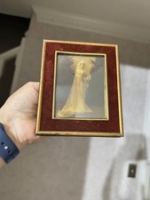 Antique Orotone Wedding Portrait in Velvet & Metal Frame + 2 Childhood Photos picture