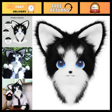 HAOAN Animal Furry Fursuit Head Mask Plush Cat Fox Mask Costume Props for Hallow picture