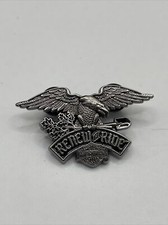 Harley Davidson Renew the Ride Pin Eagle Shovel Oak Branch 2014 Logo Silver New picture