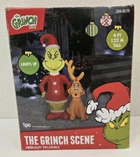 The Grinch & Max Dog Scene Christmas Airblown Inflatable 4' Gemmy 2023 286-1828 picture