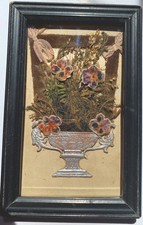 Antique c1907 German Postcard With Silver Dresden Ornament Urn w/Flowers/Ribbons picture