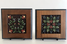 2 Woodcut Engraved Folk Art Plaques Vtg Home Decor 1992 NICE picture