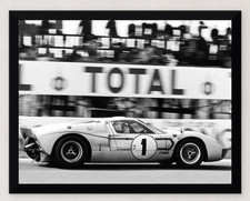 Framed 1967 Le Mans Ford GT40 Dan Gurney & A.J. Foyt - 11x8.5 reproduction print picture