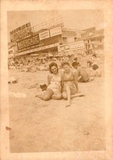 1940s Atlantic City NJ Steel Pier Photograph Barefoot Women & Crowded Beach picture