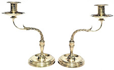 Vintage Valmazan for Sarreid Ltd 9.75” Solid Brass Candlestick Holders ~ A Pair picture
