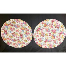 Pair 2 Vintage Royal Albert Memory Lane Chintz Floral Salad Dessert Plates 7.75” picture
