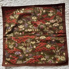 Japanese Furoshiki Pattern Crane Pine Cloud Floral Brown picture