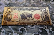 USA Vintage 10 Dollar Currency Buffalo Gold Foil Collectible Novelty Banknote picture