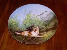 ANTIQUE DOG OIL PAINTING DOG PLATE DATED 1880 SIGNED M.E. ROFS SPANIEL SETTER picture