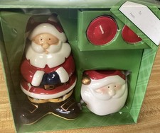 Holiday Time 4 Piece Santa Christmas Tea Light Set. Holiday Time Brand. picture