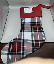 Waterford Fine Linens Plaid Christmas Core Stocking 19” Red Green Cream NEW picture