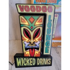 RARE voodoo lounge wicked drinks unique light up sign tiki home decor picture