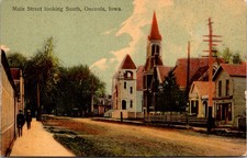 Main Street Looking South Osceola Iowa Antique Postcard Street Scene picture