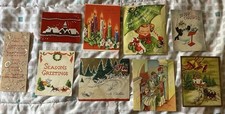 Assortment Of Vintage MCM Christmas Greeting Cards 1940s 1950s Ephemera Used picture