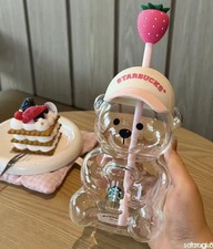  Share 2026 Starbucks Bearista Bear Cup Tumblers Strawberry Topper Baseball Cap picture