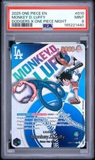 One Piece Monkey D. Luffy #010 Dodgers x One Piece Night EB02-010 Bandai PSA 9 picture