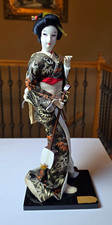 Vintage Nishi & Co. Japanese Geisha Doll Playing Shamisen 14.5