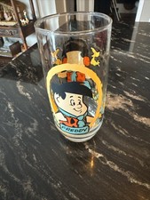 Vintage 1986 Freddy Flintstones Kids Pizza Hut Drinking Glass 6 Inches picture