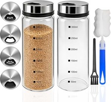 2Pcs 300ML Large Capacity Salt And Pepper Shakers with Cleaning Brush picture