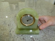 Vintage Bayard Genuine Green Onyx Analogue Clock Made in France Just Serviced picture