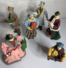 VTG Possible Dreams Clothtique Christmas Holliday Carolers Lot Of 6 Paper Mache picture