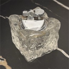 Vintage Japanese Glass Ice Cube Table Lighter 1960s 1970s Mid Century picture