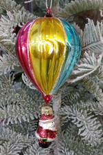Multicolor Balloon with Santa Christmas Glass Ornament Wizardi F07M10-3 picture