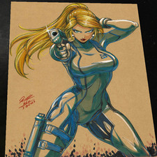 Zero Suit Samus Aran Super Metroid Art Print Signed 8.5x11 | Art by Keyeske picture