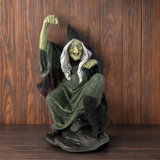 Halloween Witch Playing with Cat Figurine, 10.5