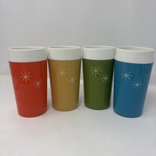 VTG MCM Retro Atomic Starburst Insulated Set Of 4 5.25” Tall Unique picture