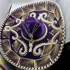 Salazar Pigalle XXXXX Purple Colorful Mexican Sombrero Mariachi Hat Vintage picture