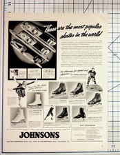 Vintage Johnson Skates Ad Sonja Henie Johnny Gottselig 1930s 40s Ephemera picture