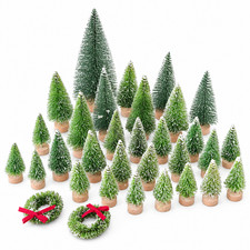 Dollhouse Miniature Bottle Brush Christmas Trees Snow Flocked Mixed Size Lot picture